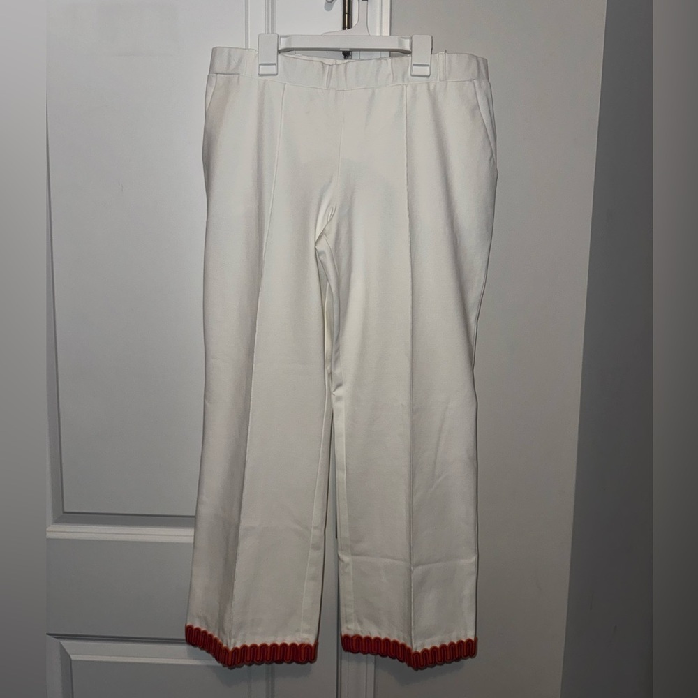 Vilagallo White Pants with Orange & Pink Trim
